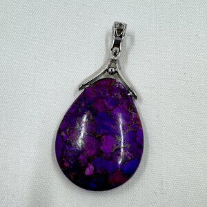 JTV - Purple Turquoise - Rhodium Over Sterling Silver Pendant